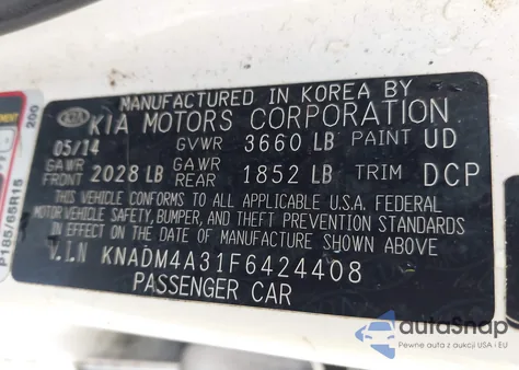 2015 Kia Rio Lx z USA, uszkodzony, nr VIN KNADM4A31F6424408